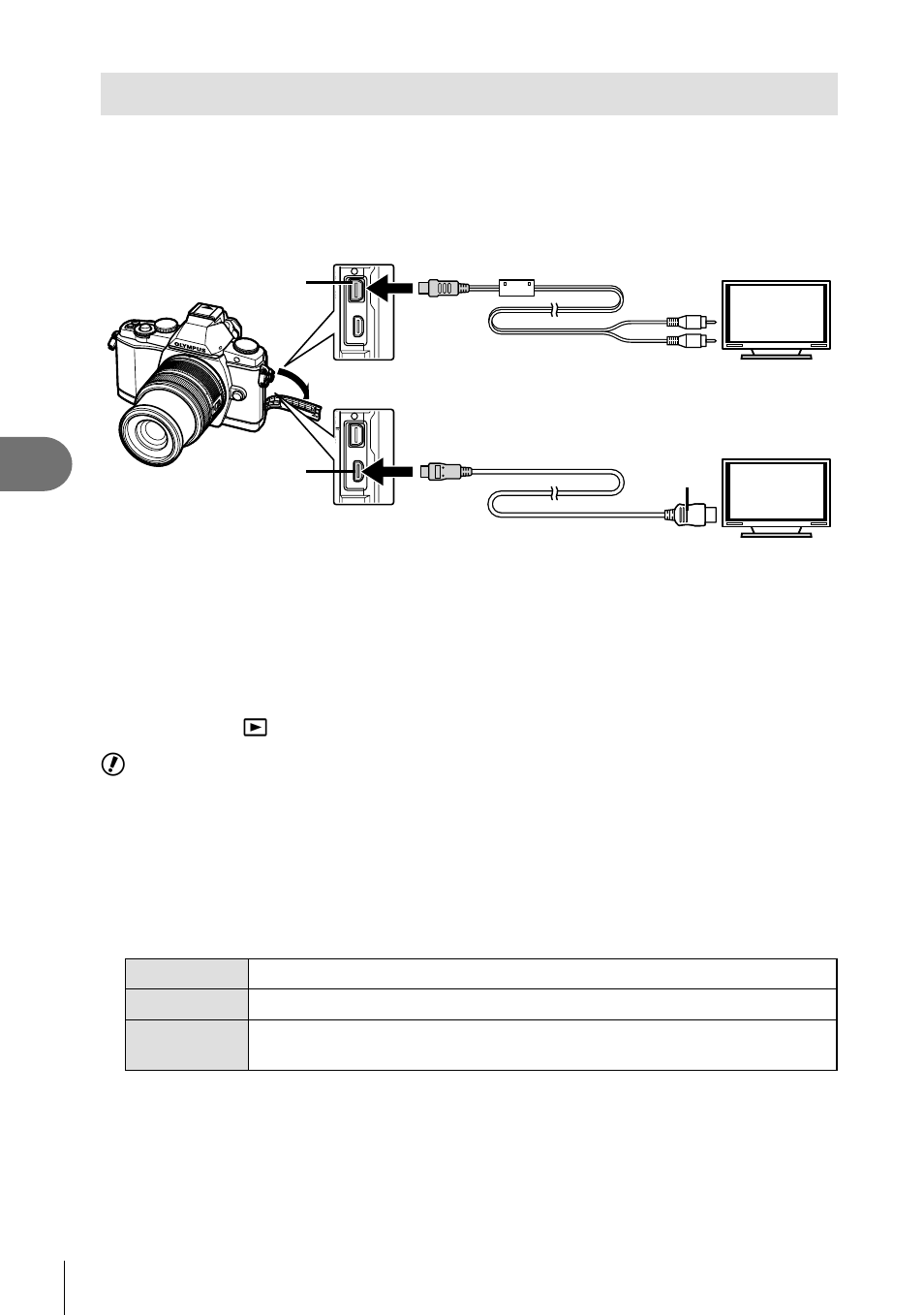 Viewing camera images on tv | Olympus E-M5 User Manual | Page 74 / 133