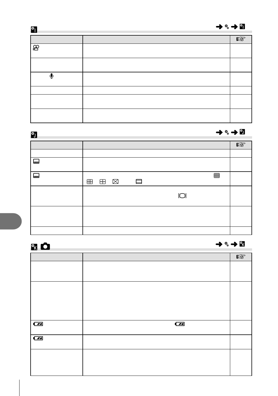 Z movie, B built-in evf, K k utility | Customizing camera settings | Olympus E-M5 User Manual | Page 92 / 133