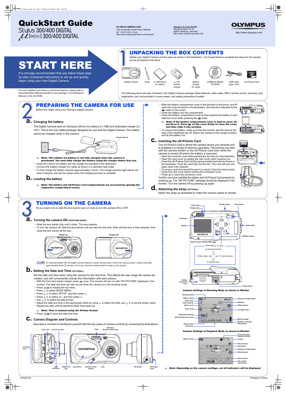 Olympus P-400 User Manual | 2 pages