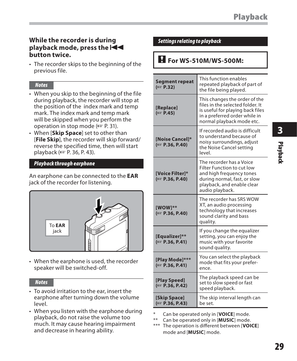 Playback | Olympus WS-500M User Manual | Page 29 / 72