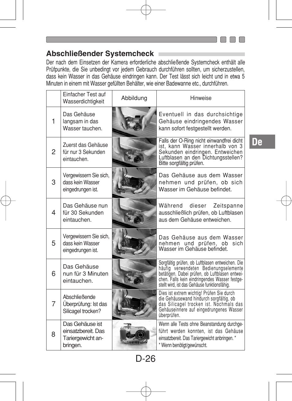 D-26, Abschließender systemcheck | Olympus PT-027 User Manual | Page 115 / 180