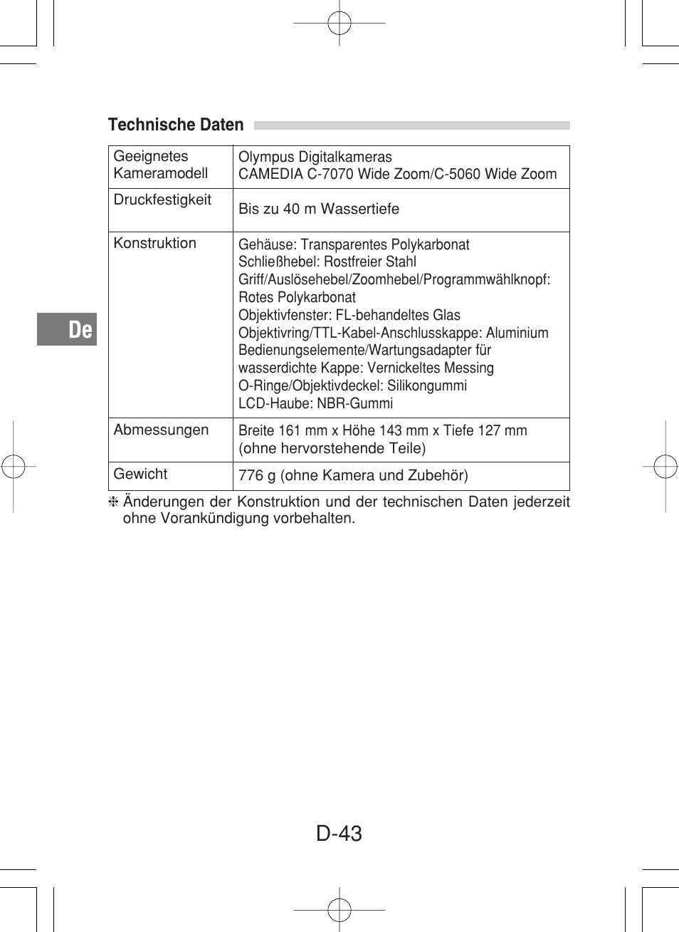 D-43 | Olympus PT-027 User Manual | Page 132 / 180