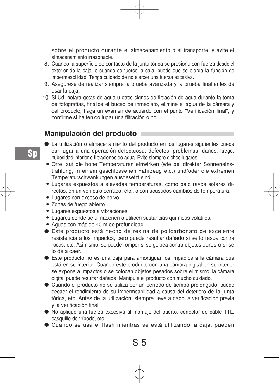 Manipulación del producto | Olympus PT-027 User Manual | Page 138 / 180