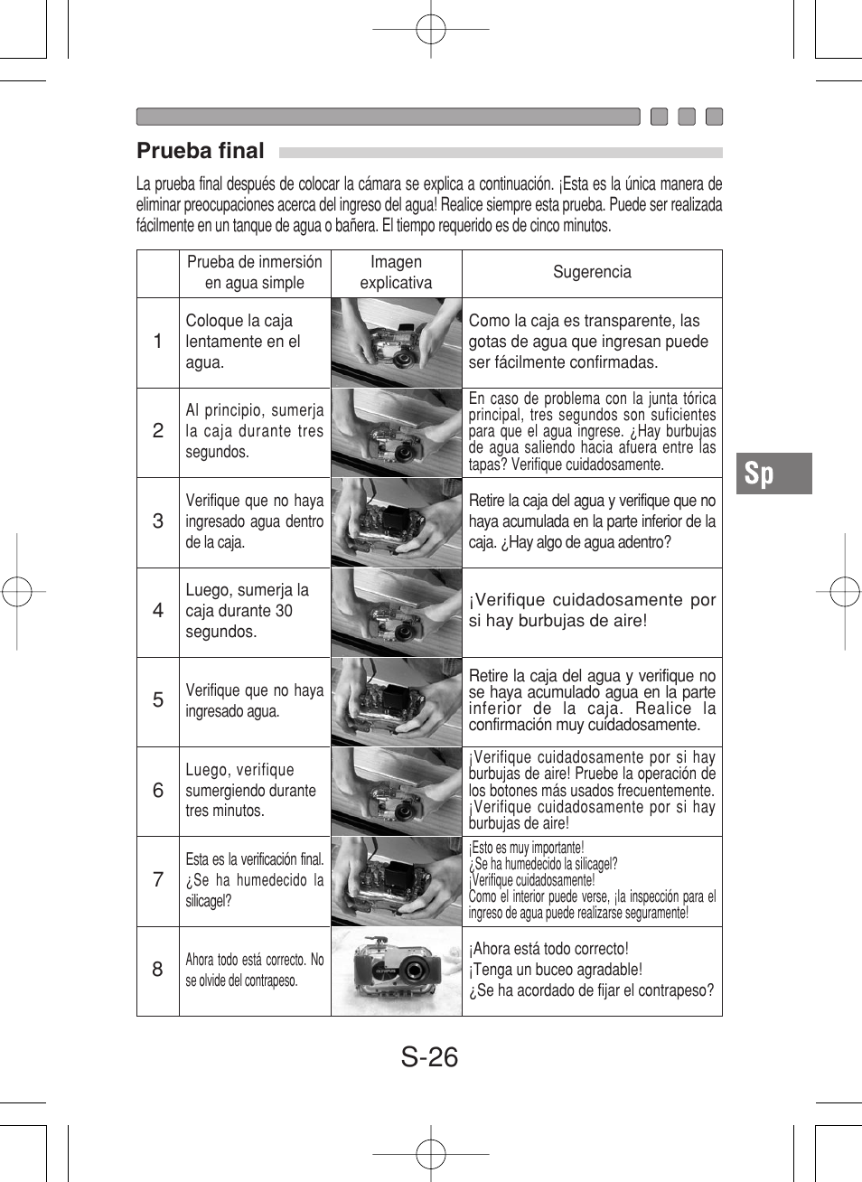 S-26, Prueba final | Olympus PT-027 User Manual | Page 159 / 180