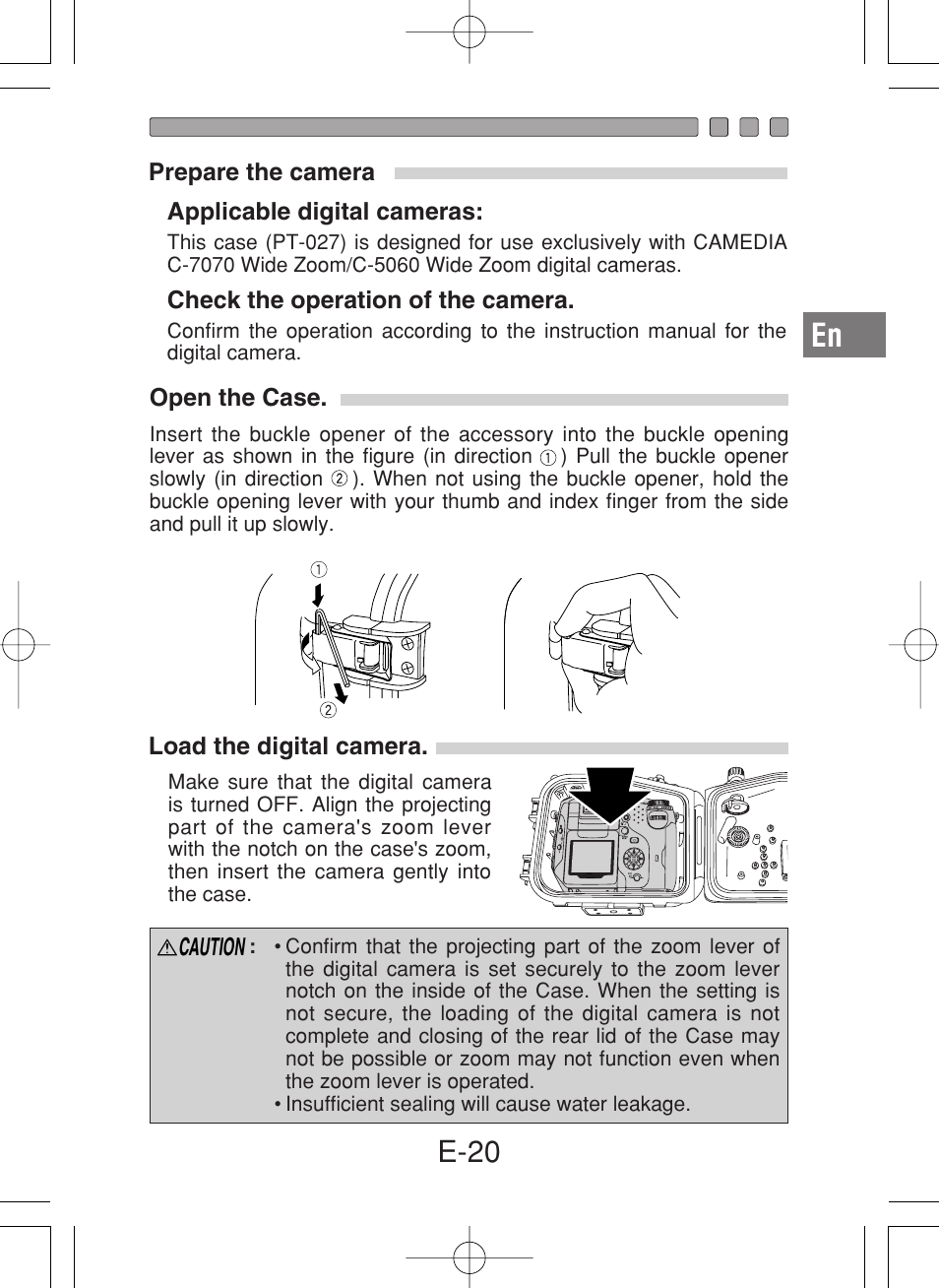 E-20 | Olympus PT-027 User Manual | Page 21 / 180