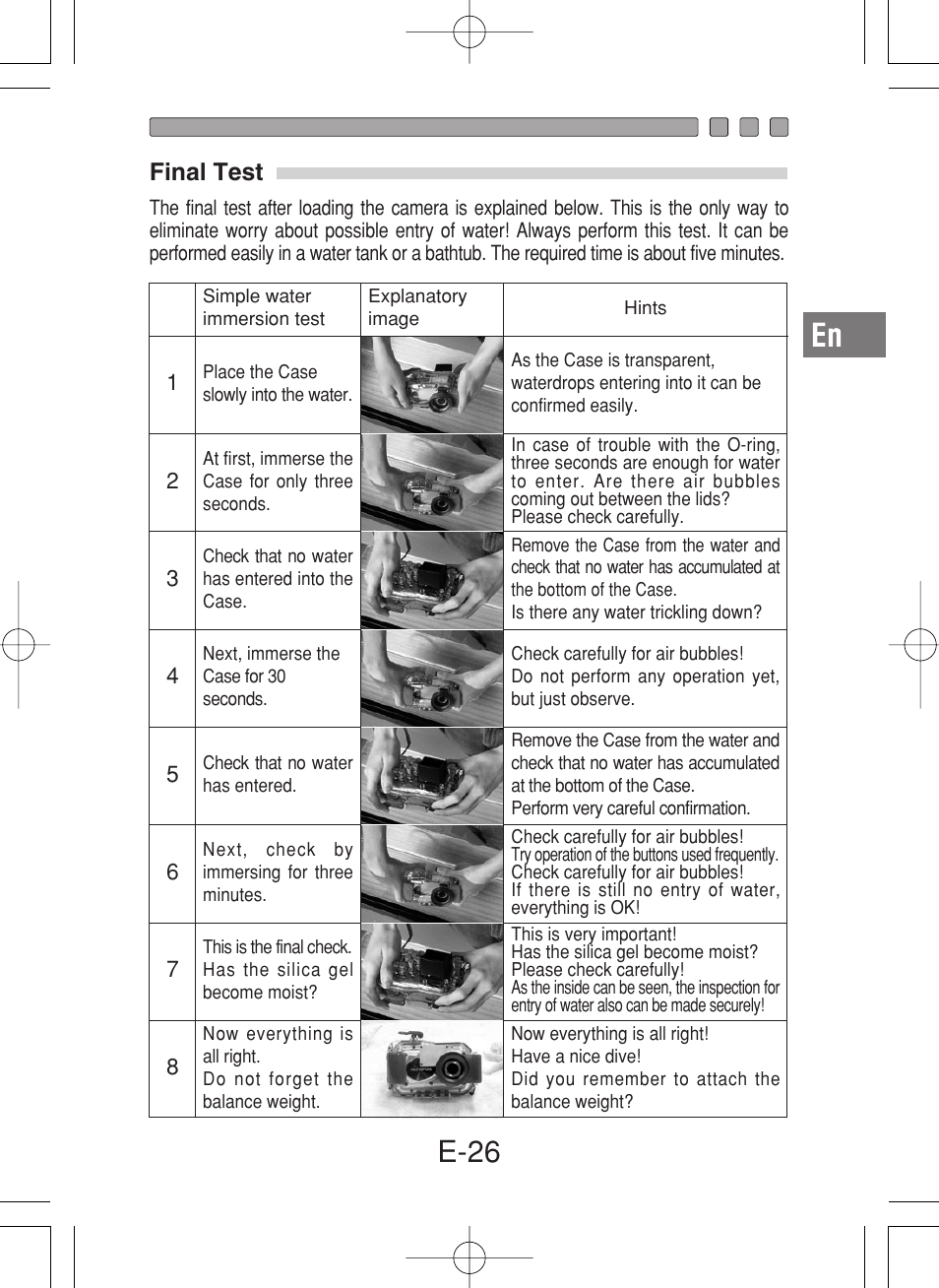 E-26, Final test | Olympus PT-027 User Manual | Page 27 / 180