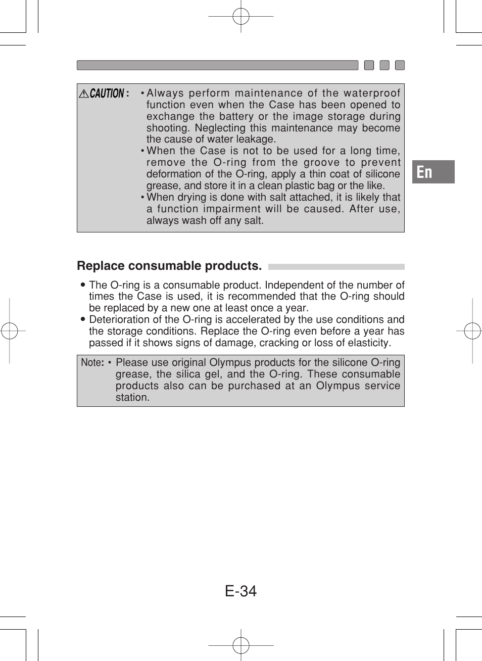 E-34 | Olympus PT-027 User Manual | Page 35 / 180