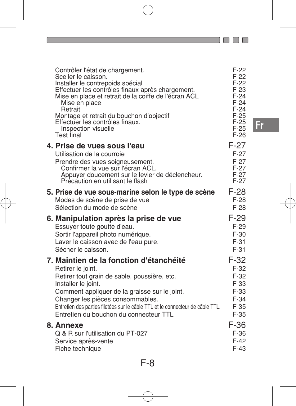 F-27, F-28, F-29 | F-32, F-36 | Olympus PT-027 User Manual | Page 53 / 180