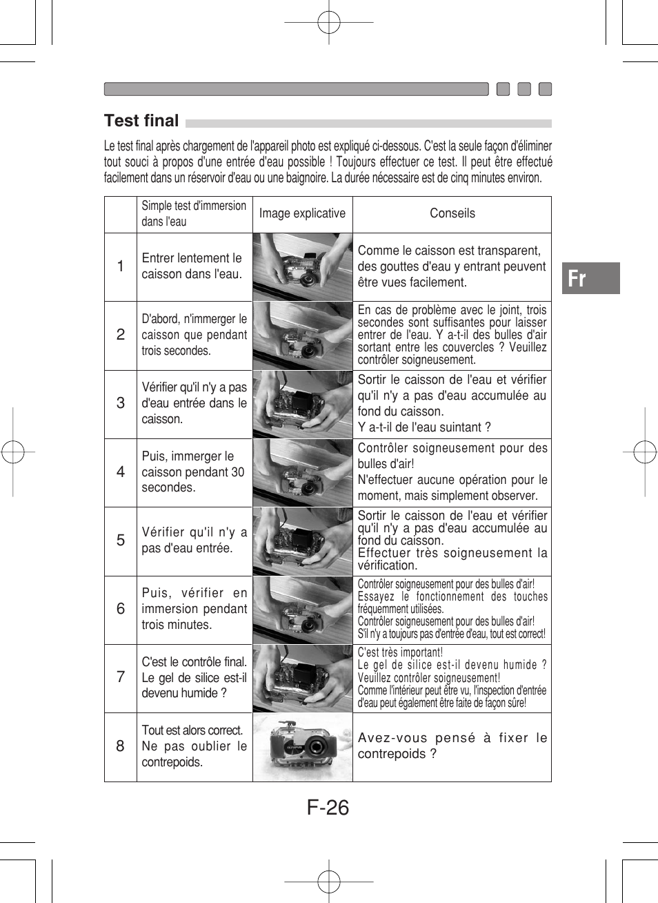 F-26, Test final | Olympus PT-027 User Manual | Page 71 / 180