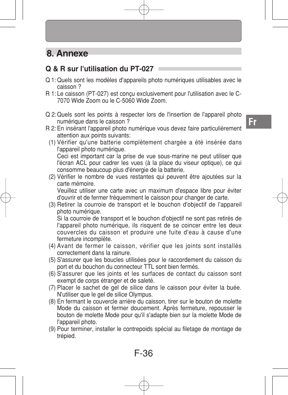 F-36 8. annexe | Olympus PT-027 User Manual | Page 81 / 180