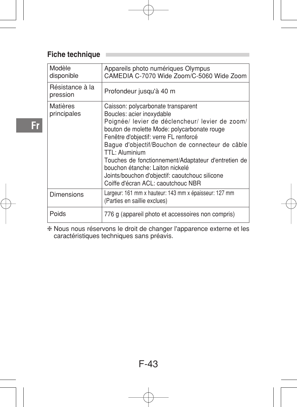 F-43 | Olympus PT-027 User Manual | Page 88 / 180