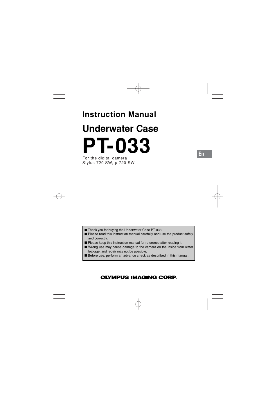 Olympus PT 033 User Manual | 44 pages