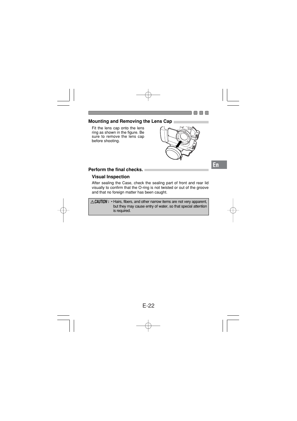 Final test, E-22 | Olympus PT 033 User Manual | Page 23 / 44