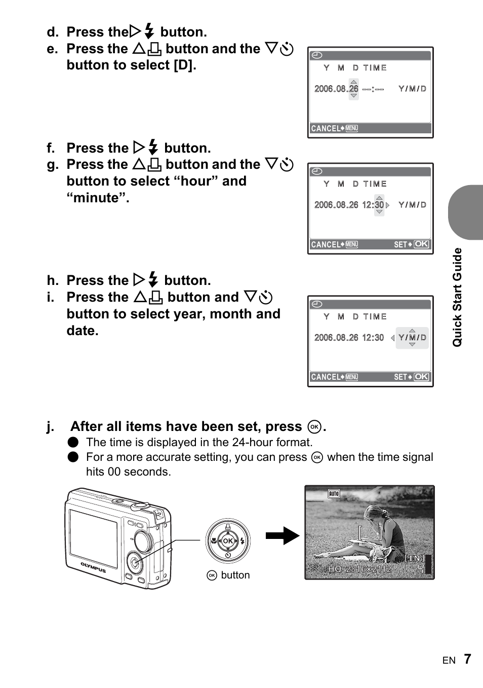 Quick st ar t guide | Olympus ADVANCED MANUAL FE-200 User Manual | Page 7 / 78
