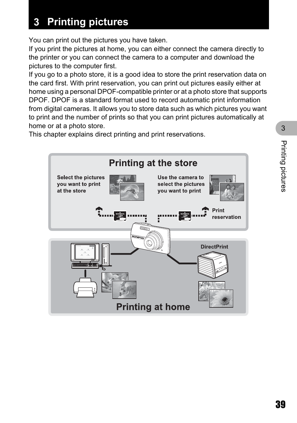 Printing pictures, 3 printing pictures | Olympus M 710 User Manual | Page 39 / 86