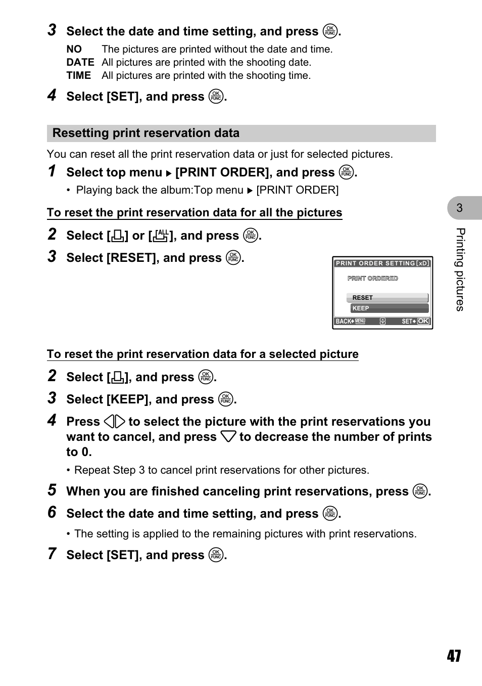 Resetting print reservation data | Olympus M 710 User Manual | Page 47 / 86