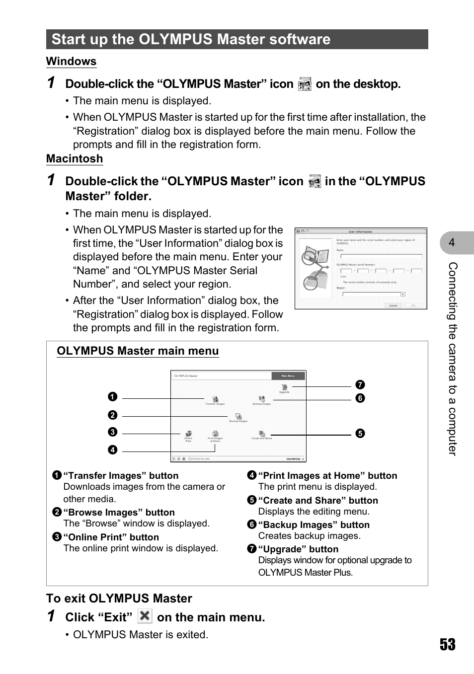 Start up the olympus master software, Gp. 53 | Olympus M 710 User Manual | Page 53 / 86