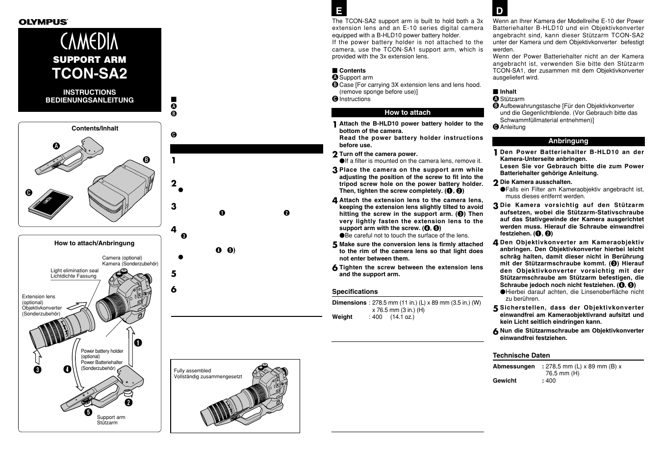 Olympus TCON-SA2 User Manual | 2 pages