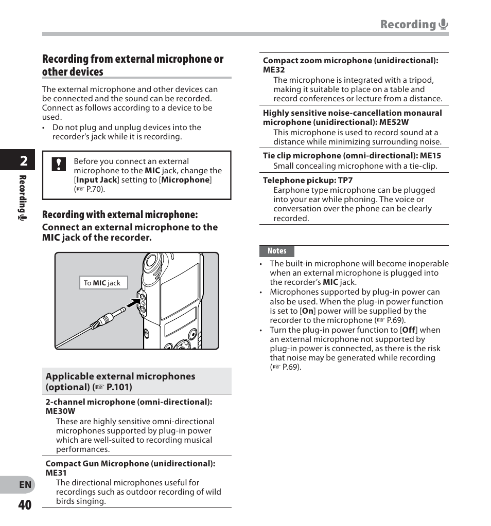 Recording a | Olympus LS-20M User Manual | Page 40 / 112