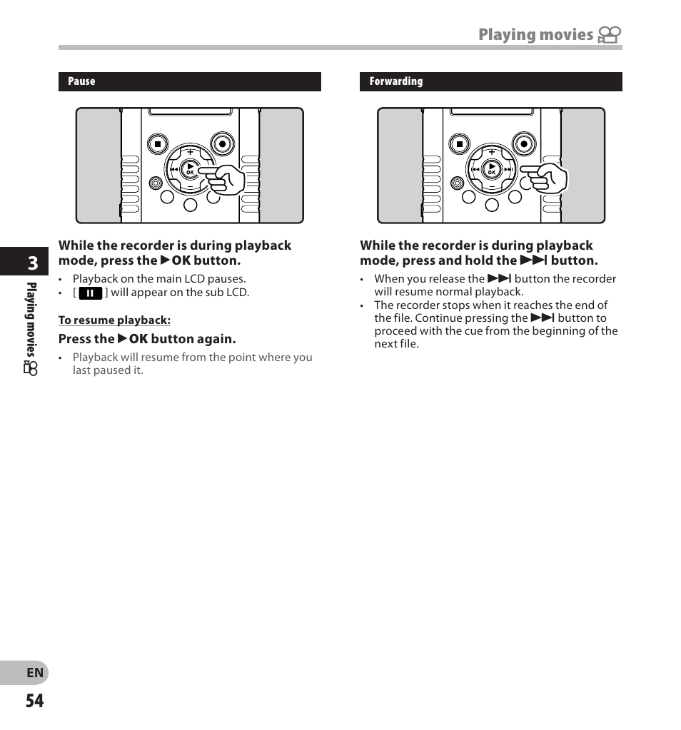 Playing movies n | Olympus LS-20M User Manual | Page 54 / 112