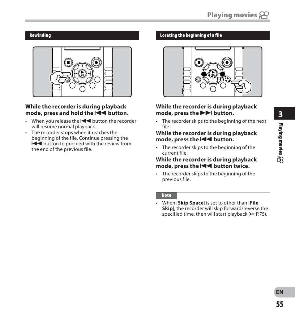 Playing movies n | Olympus LS-20M User Manual | Page 55 / 112