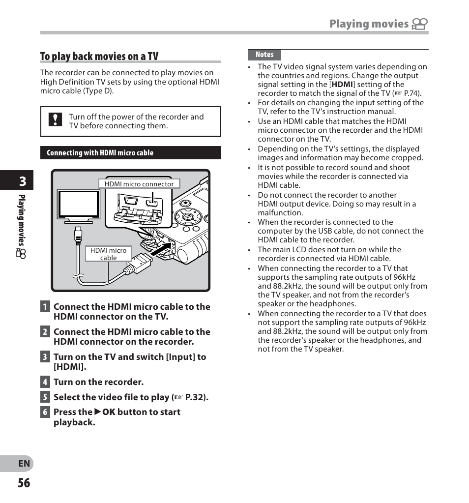 Playing movies n | Olympus LS-20M User Manual | Page 56 / 112