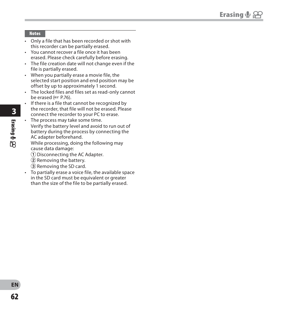 Erasing a n | Olympus LS-20M User Manual | Page 62 / 112
