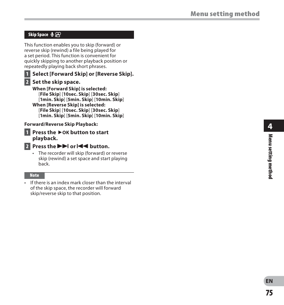 Menu setting method | Olympus LS-20M User Manual | Page 75 / 112
