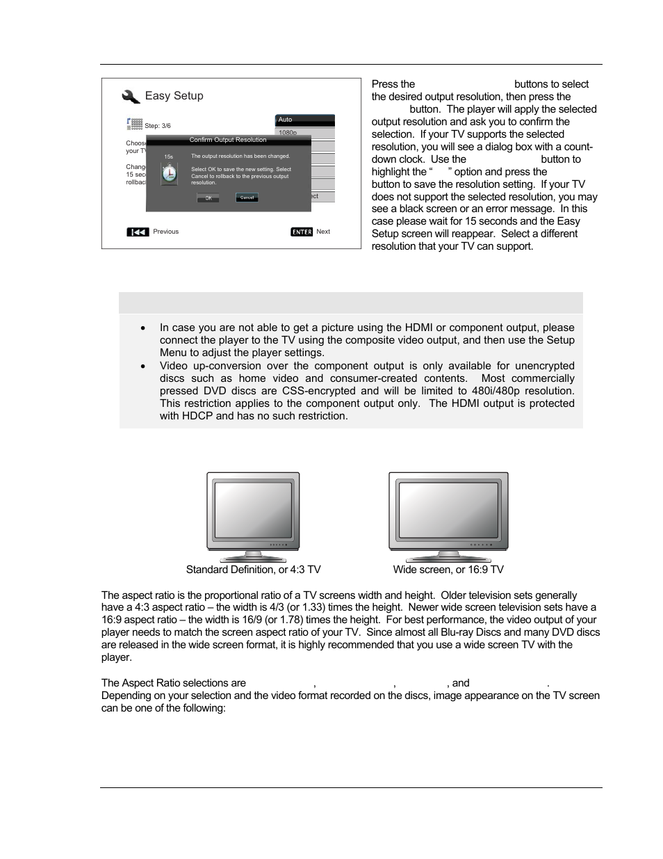 Determine the display aspect ratio, Easy setup | OPPO Digital BDP-83 User Manual | Page 27 / 81