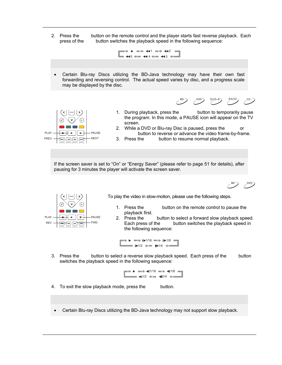 Pause and frame-by-frame, Slow playback | OPPO Digital BDP-83 User Manual | Page 31 / 81