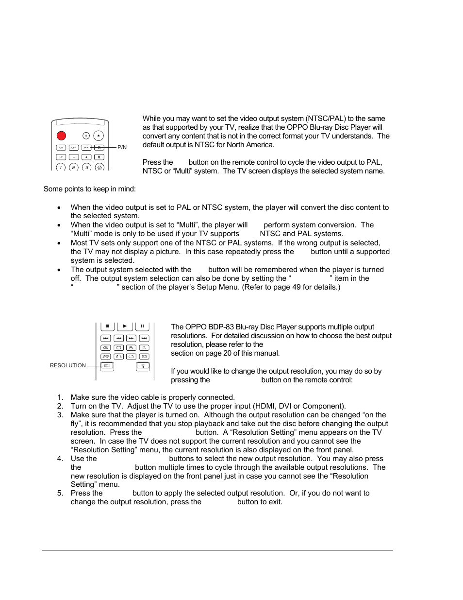 Advanced operations, Tv system selection, Output resolution | OPPO Digital BDP-83 User Manual | Page 36 / 81