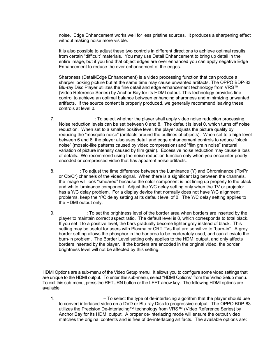 Hdmi options | OPPO Digital BDP-83 User Manual | Page 59 / 81