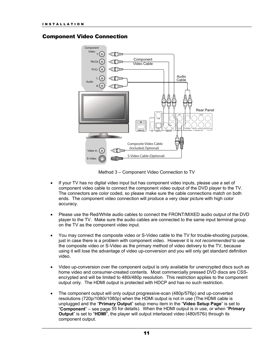 Component video connection | OPPO Digital OPPO DV-983H User Manual | Page 17 / 70