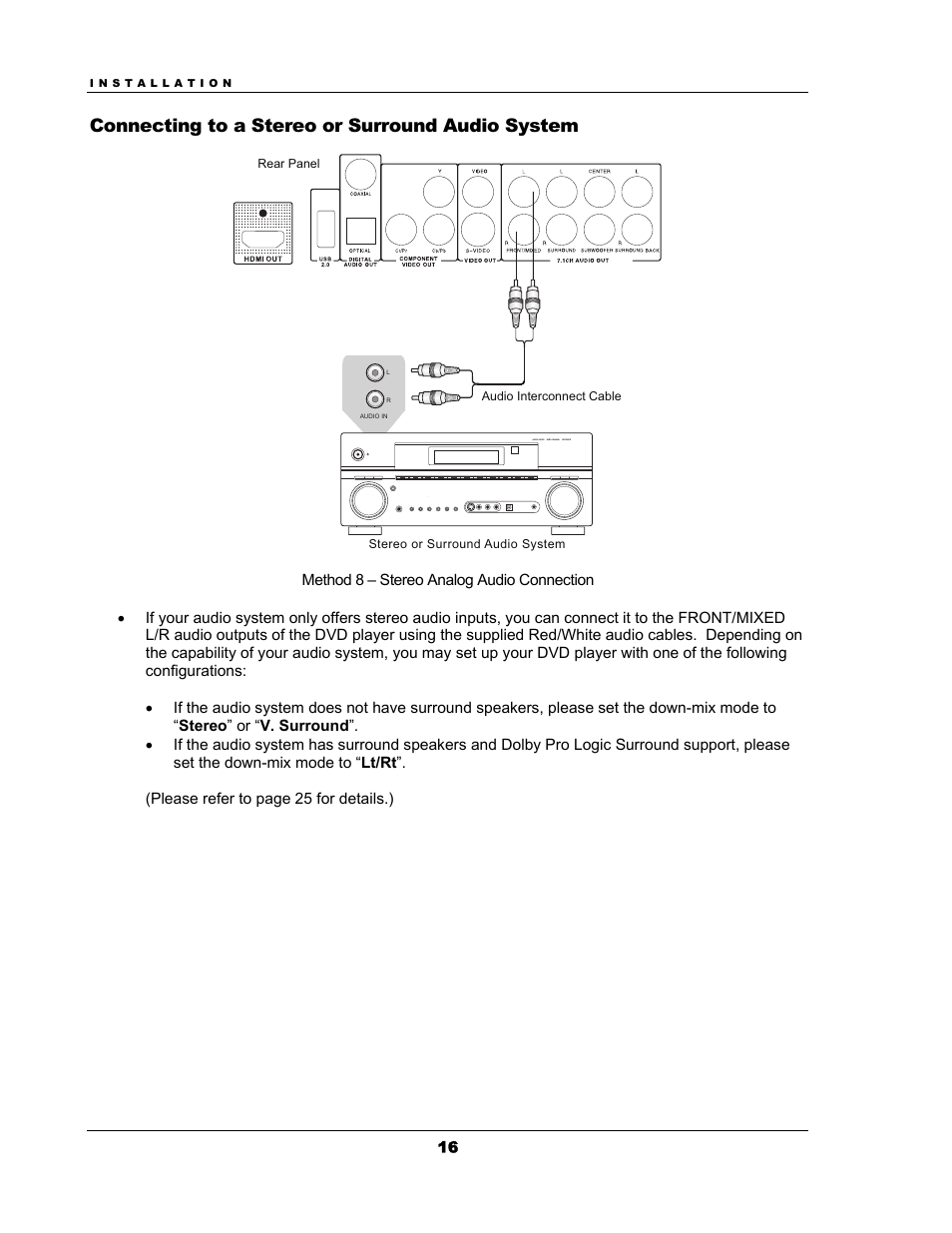 Connecting to a stereo or surround audio system | OPPO Digital OPPO DV-983H User Manual | Page 22 / 70