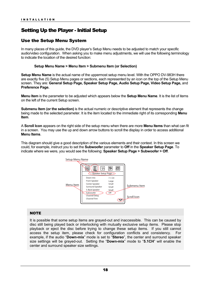 Setting up the player - initial setup, Use the setup menu system | OPPO Digital OPPO DV-983H User Manual | Page 24 / 70