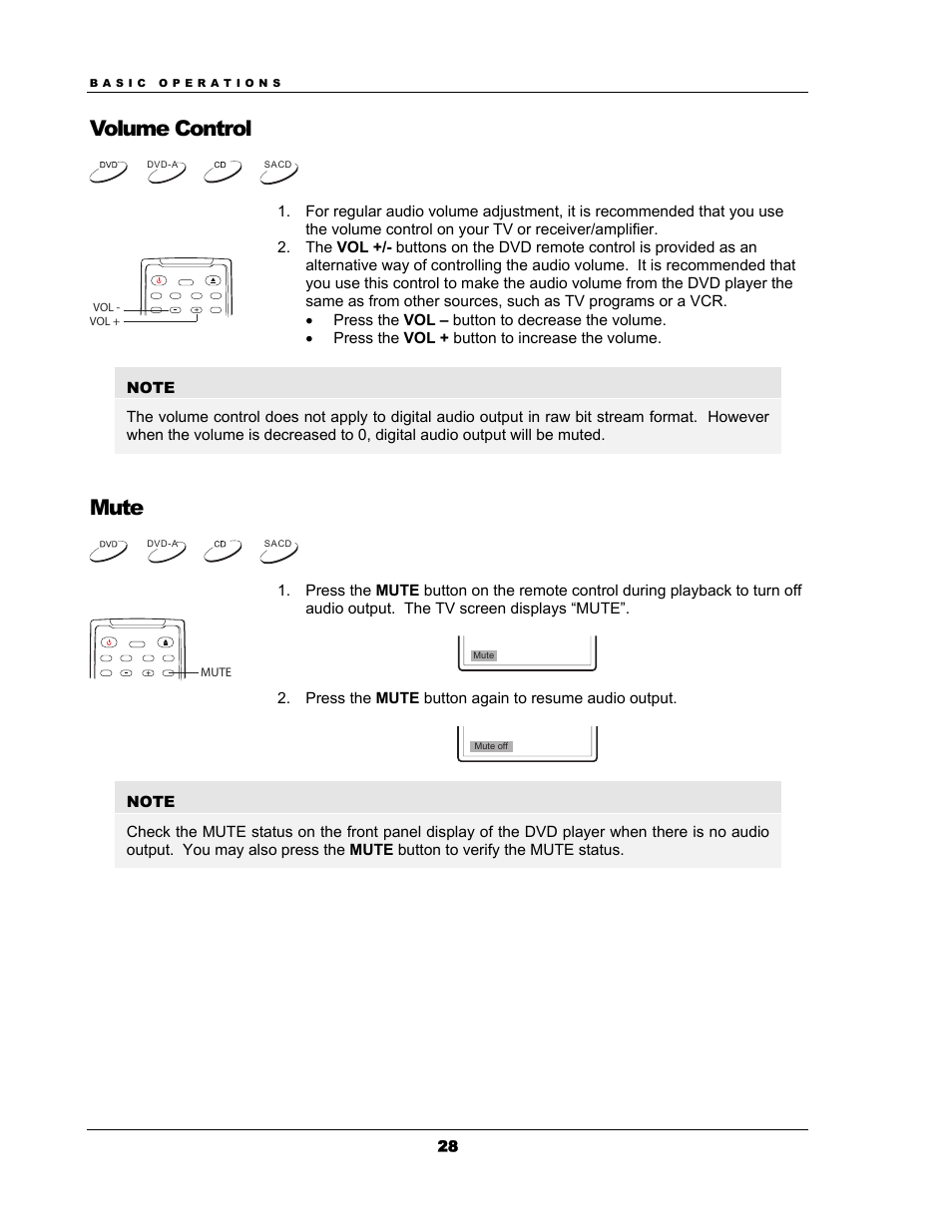 Volume control, Mute | OPPO Digital OPPO DV-983H User Manual | Page 34 / 70