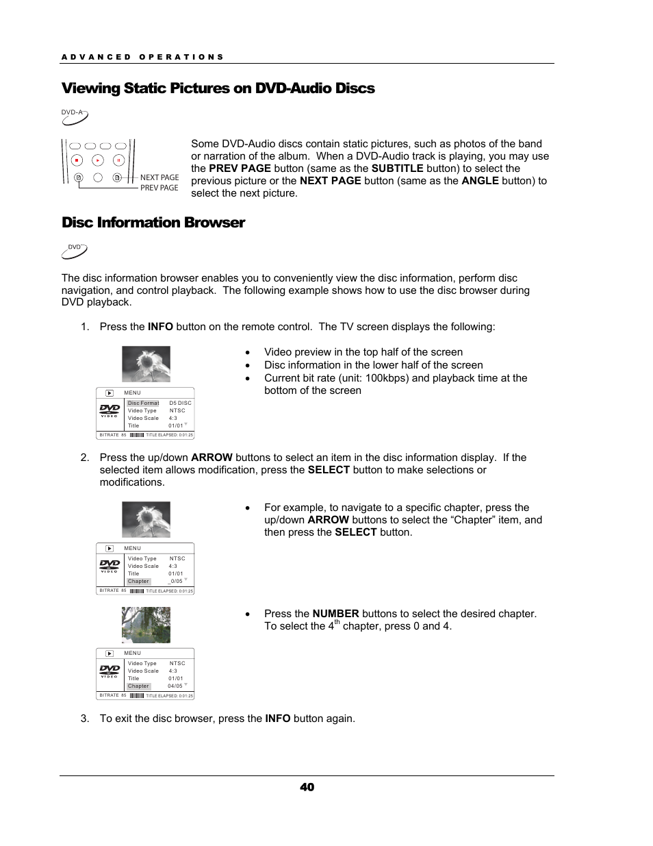 Viewing static pictures on dvd-audio discs, Disc information browser | OPPO Digital OPPO DV-983H User Manual | Page 46 / 70