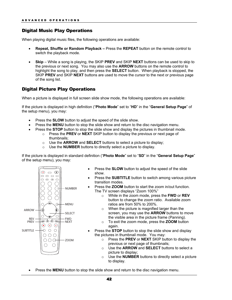 Digital music play operations, Digital picture play operations | OPPO Digital OPPO DV-983H User Manual | Page 48 / 70