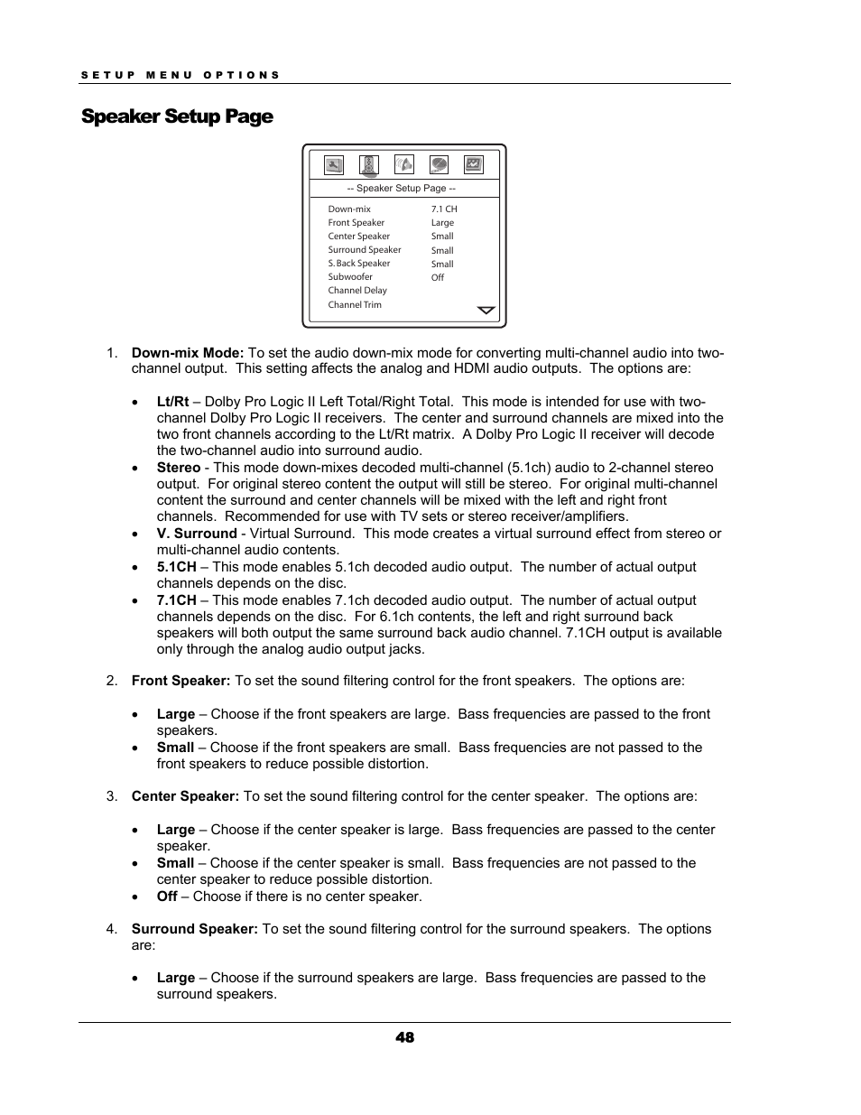 Speaker setup page | OPPO Digital OPPO DV-983H User Manual | Page 54 / 70