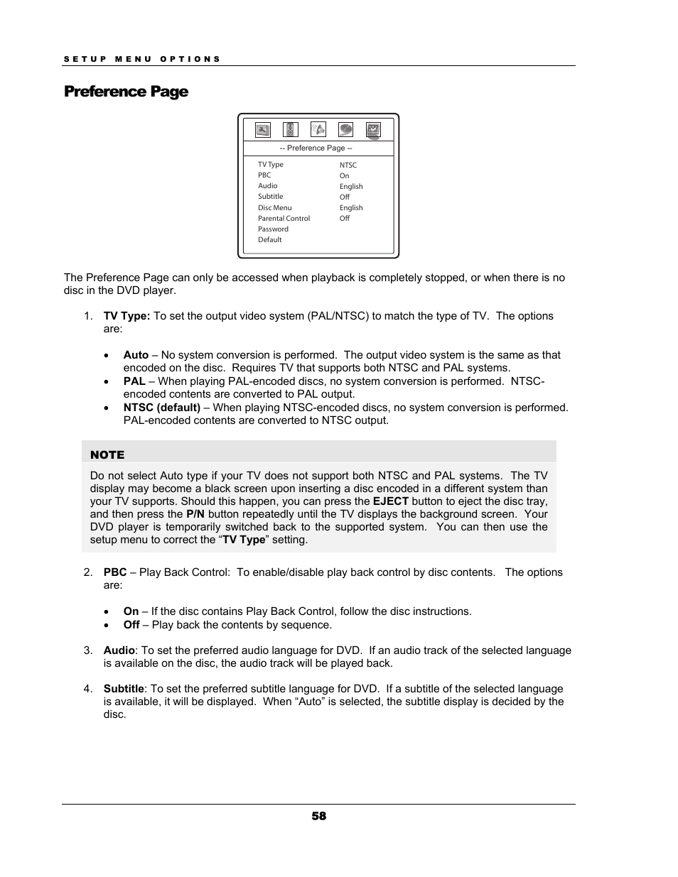 Preference page | OPPO Digital OPPO DV-983H User Manual | Page 64 / 70