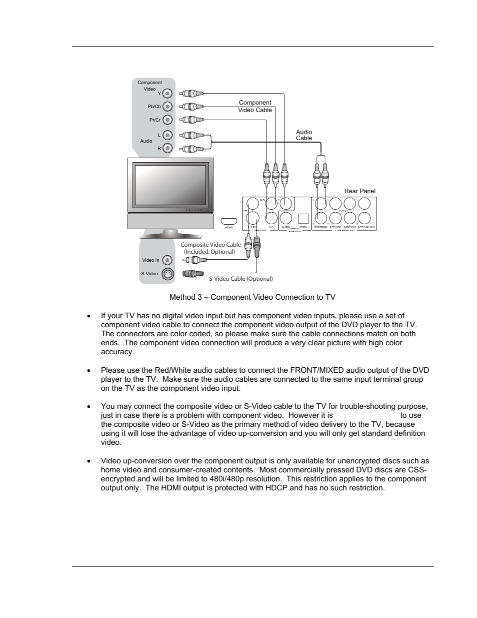 Component video connection | OPPO Digital OPPO DV-980H User Manual | Page 15 / 61