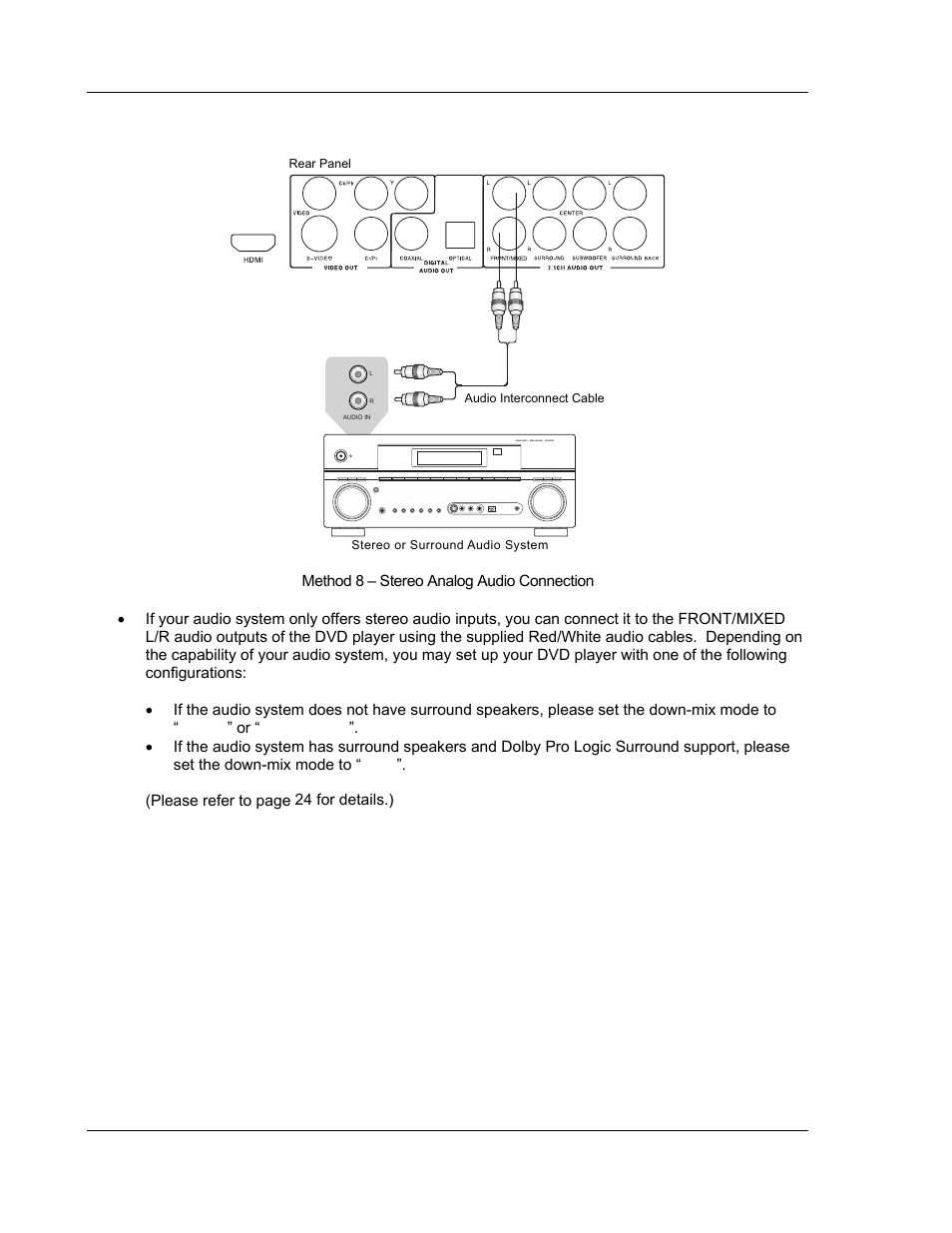 Connecting to a stereo or surround audio system | OPPO Digital OPPO DV-980H User Manual | Page 20 / 61