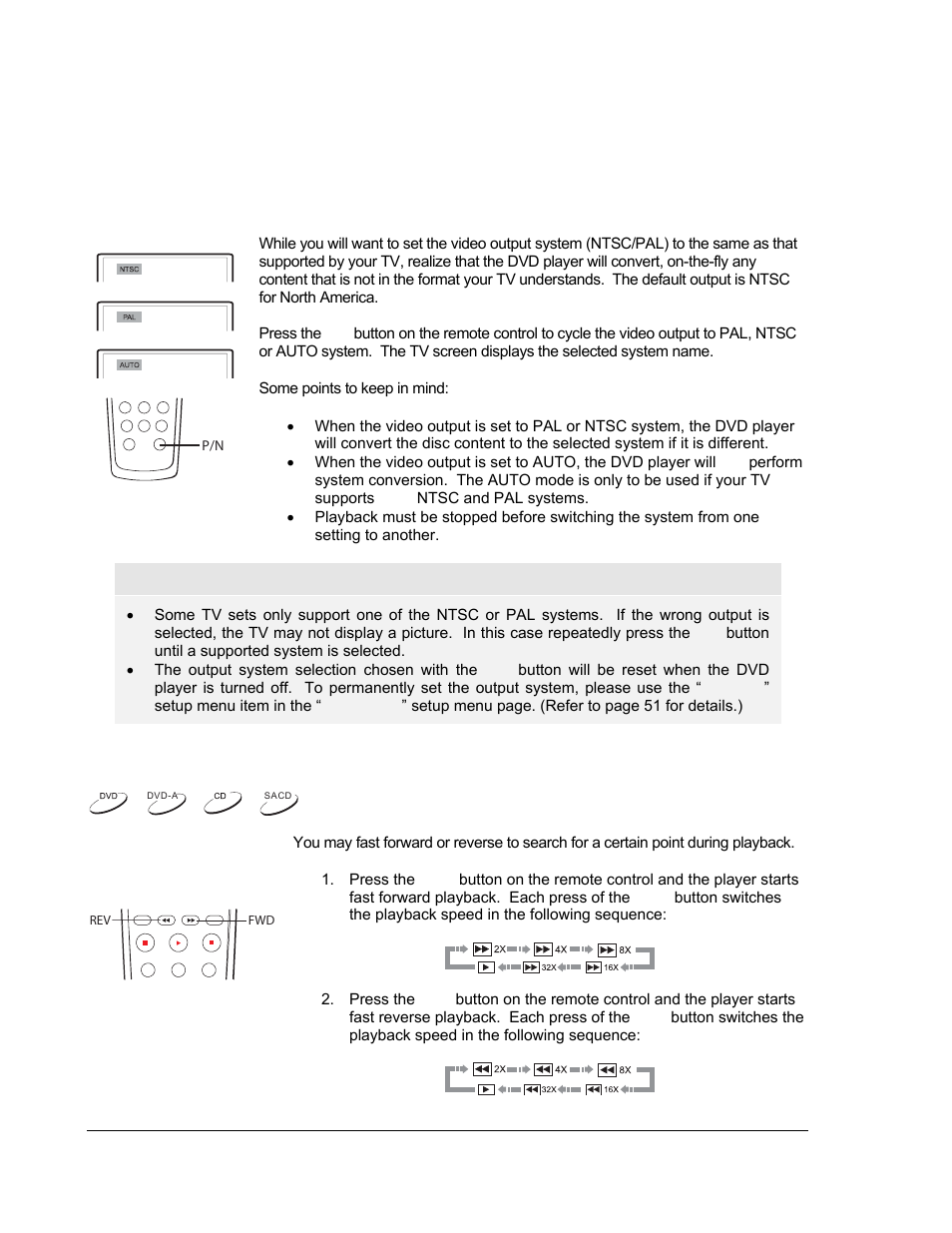 Advanced operations, Tv system selection, Fast playback | OPPO Digital OPPO DV-980H User Manual | Page 34 / 61