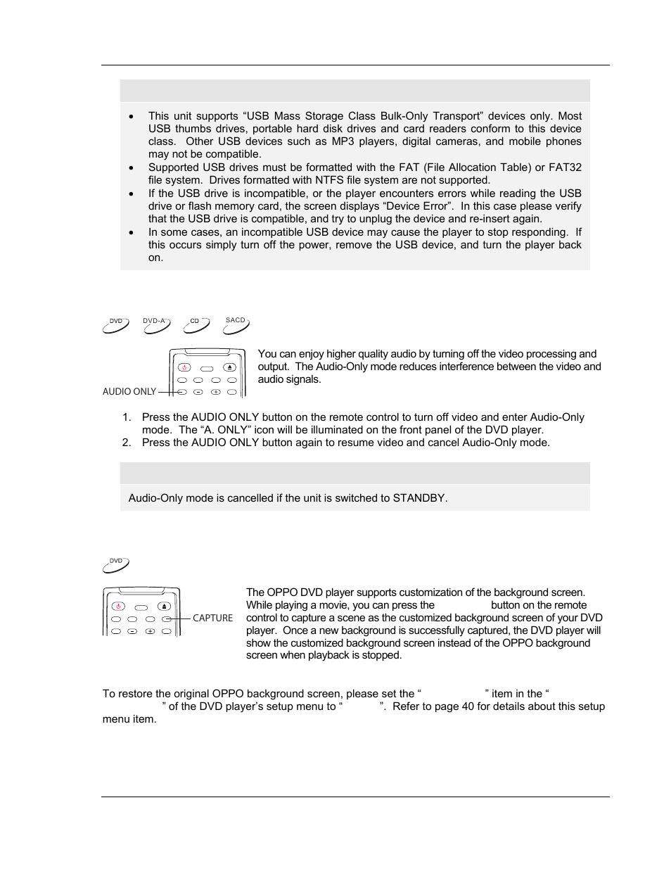 Audio-only mode, Customized background screen | OPPO Digital OPPO DV-980H User Manual | Page 43 / 61