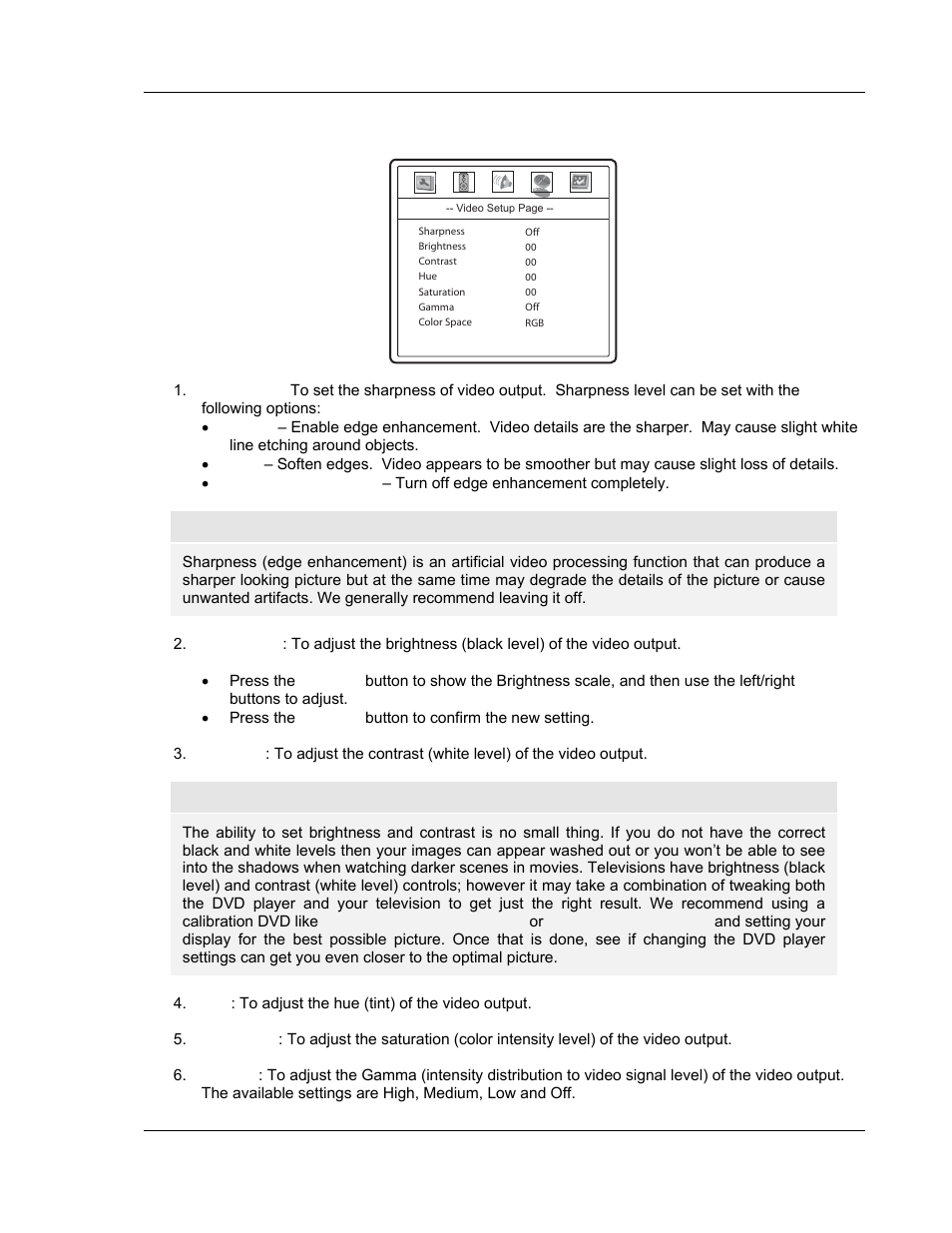 Video setup page | OPPO Digital OPPO DV-980H User Manual | Page 53 / 61