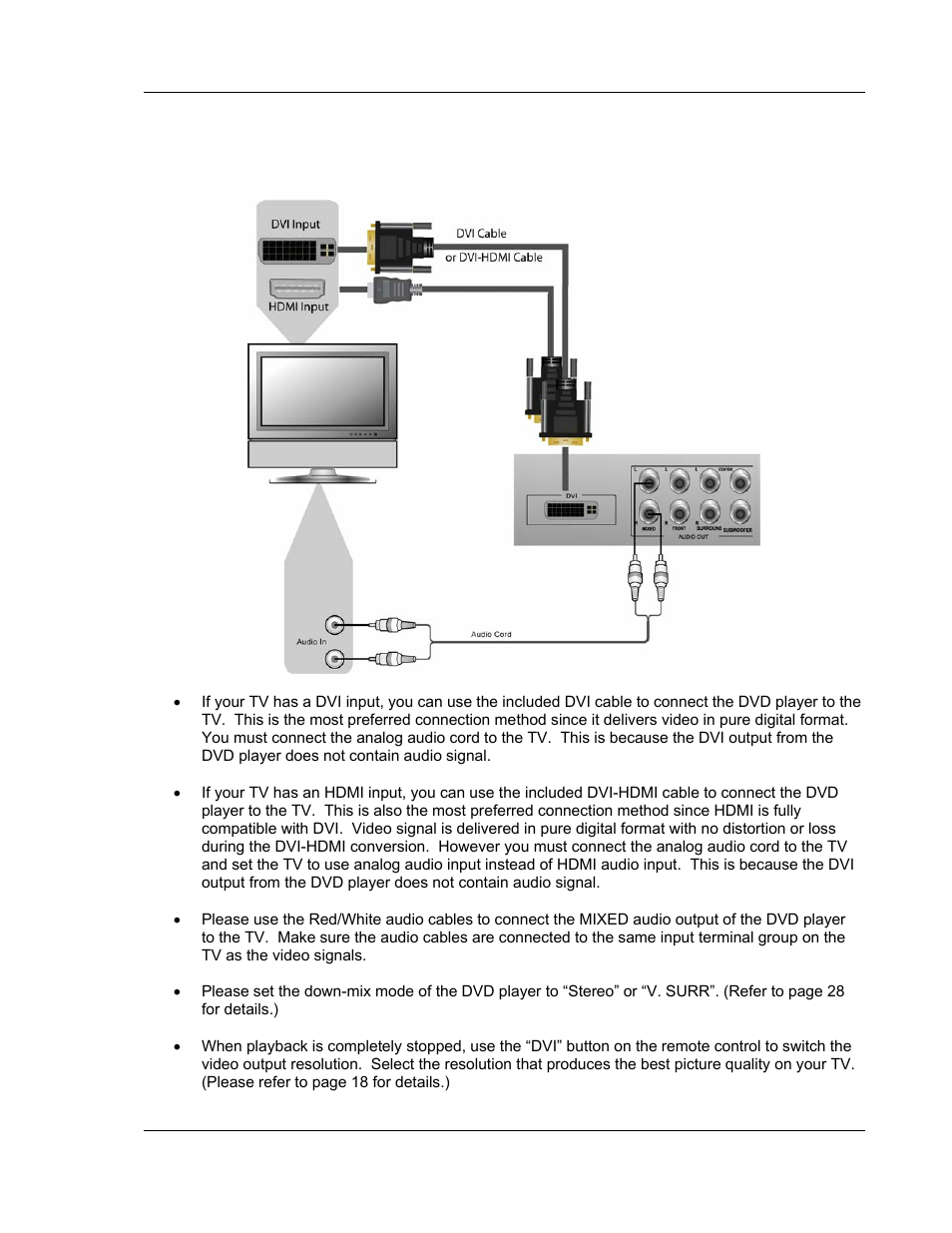 Connection to a tv, Dvi or hdmi connection | OPPO Digital OPDV971H User Manual | Page 11 / 42