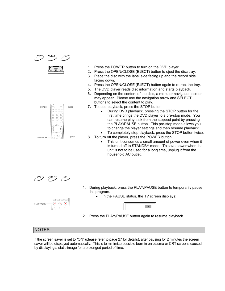 Basic operations, Disc playback, Pause playback | OPPO Digital OPDV971H User Manual | Page 17 / 42