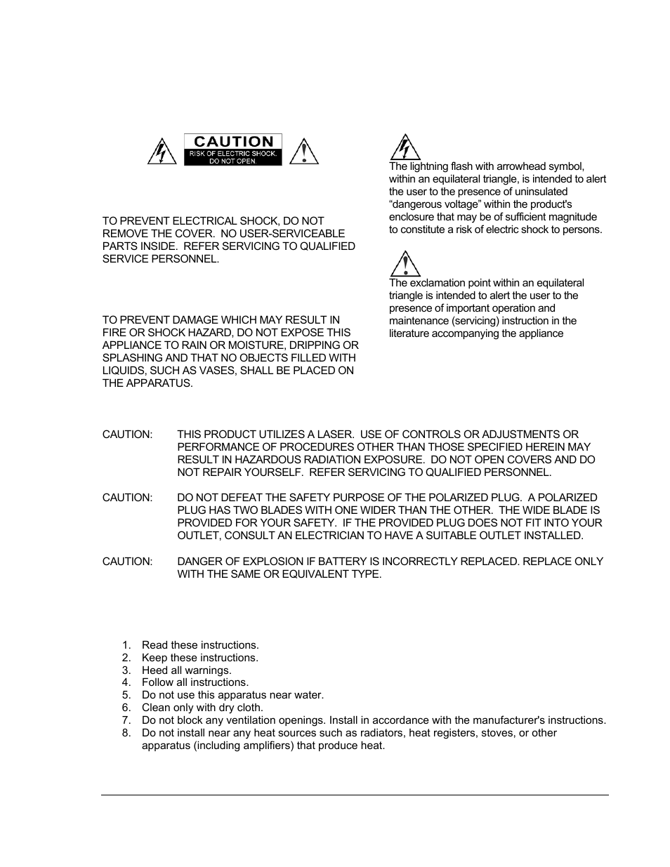 Important information, Important safety instructions, Caution | Warning | OPPO Digital OPDV971H User Manual | Page 5 / 42