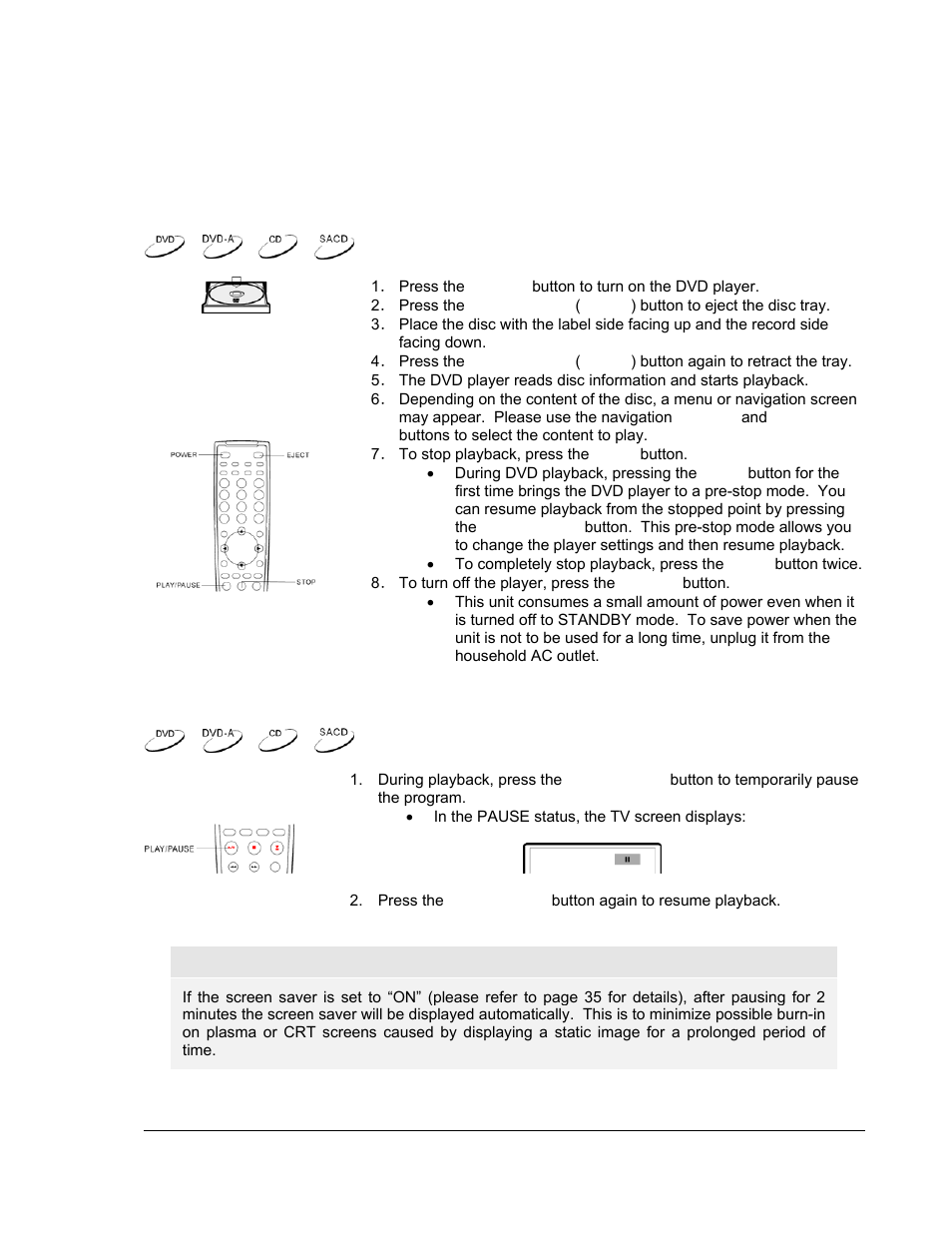 Basic operations, Disc playback, Pause playback | OPPO Digital DV-987HD User Manual | Page 25 / 55