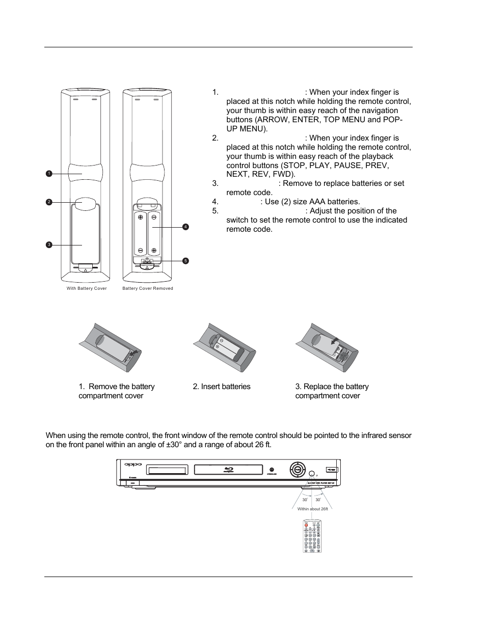 Back side, Battery installation, Using the remote control | OPPO Digital BDP-80 User Manual | Page 14 / 76